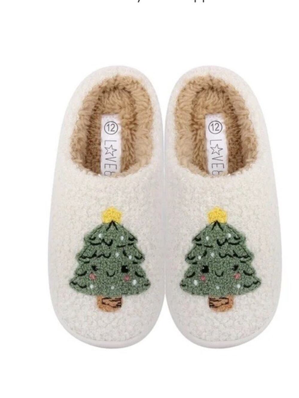 Love 83 Little Kids Holiday Icon Christmas Tree Slippers Size S 11/12 NWT